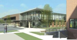 Alpine Surgical clinic exterior – Contemporary building with glass panels and landscape