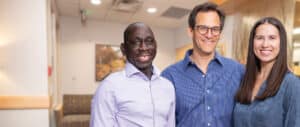 Top oral surgeons in Boulder, CO – Two Alpine Surgical doctors smiling in patient lobby